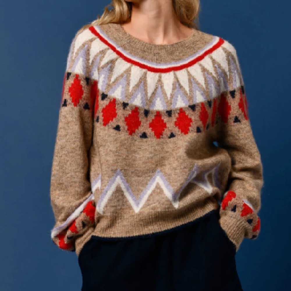SUNDRY | Fairisle Sweater In Taupe | Size L